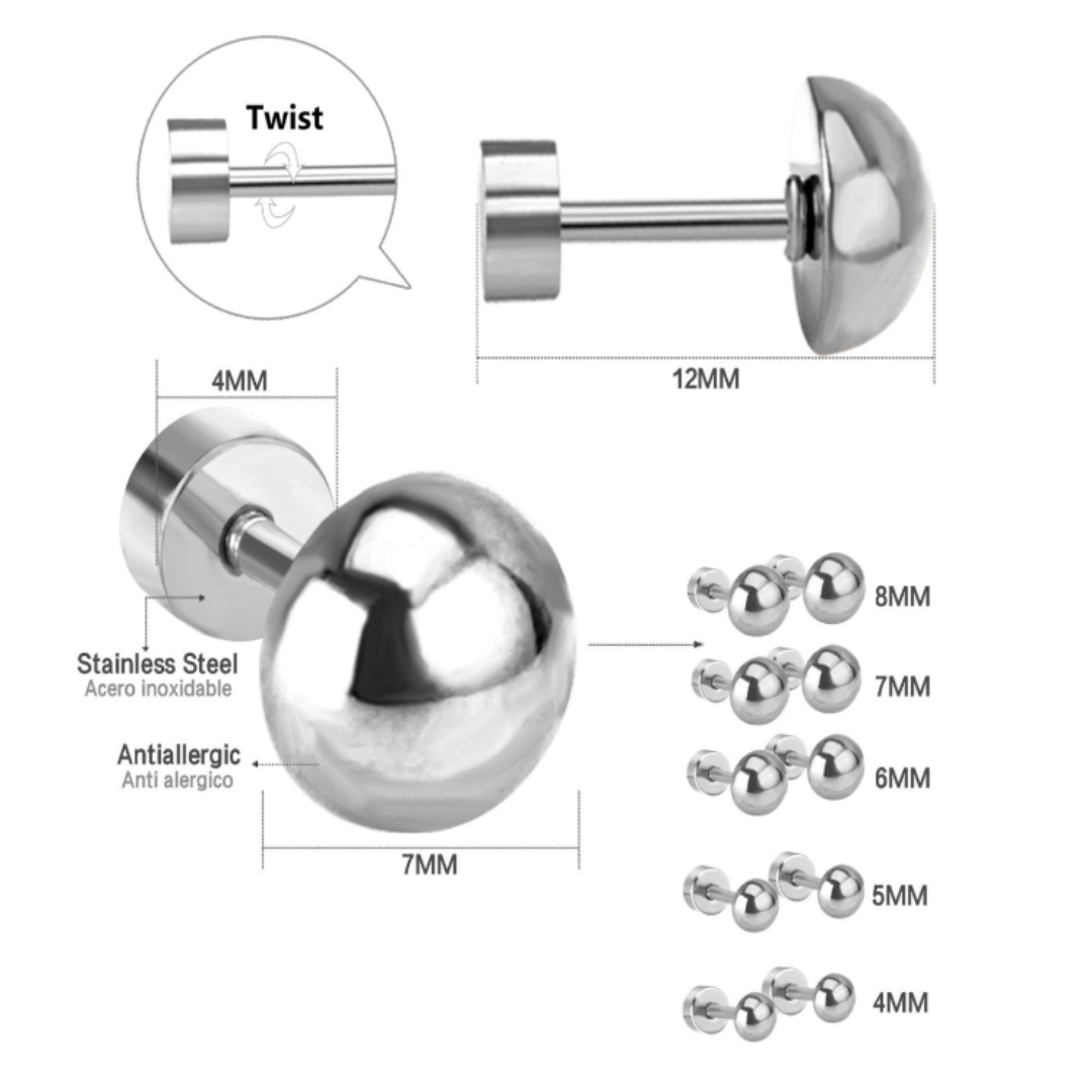 4mm Half ball studs - Silver