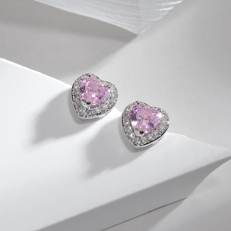 1 Pair Fashion Square Inlay Copper Zircon White Gold Plated Ear Studs
