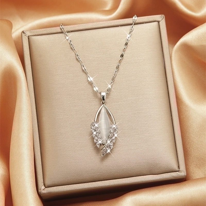 3 Pieces Lady Heart Shape Flower Titanium Steel Plating Inlay Zircon Gold Plated Pendant Necklace