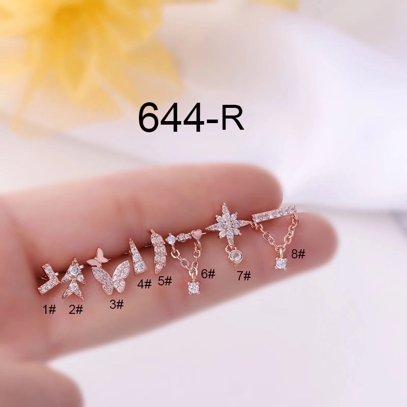 Ear Cartilage Rings & Studs Geometric 316L Stainless Steel  Copper Plating