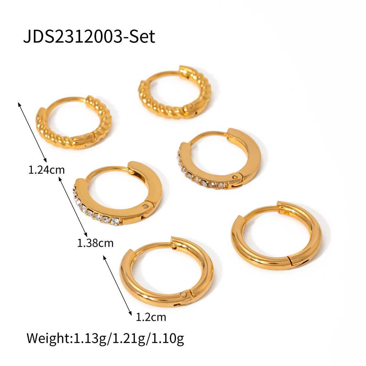 Jie Ding Three Pairs Of Stainless Steel Zircon Earrings Niche Pearl Earrings Titanium Steel Earrings