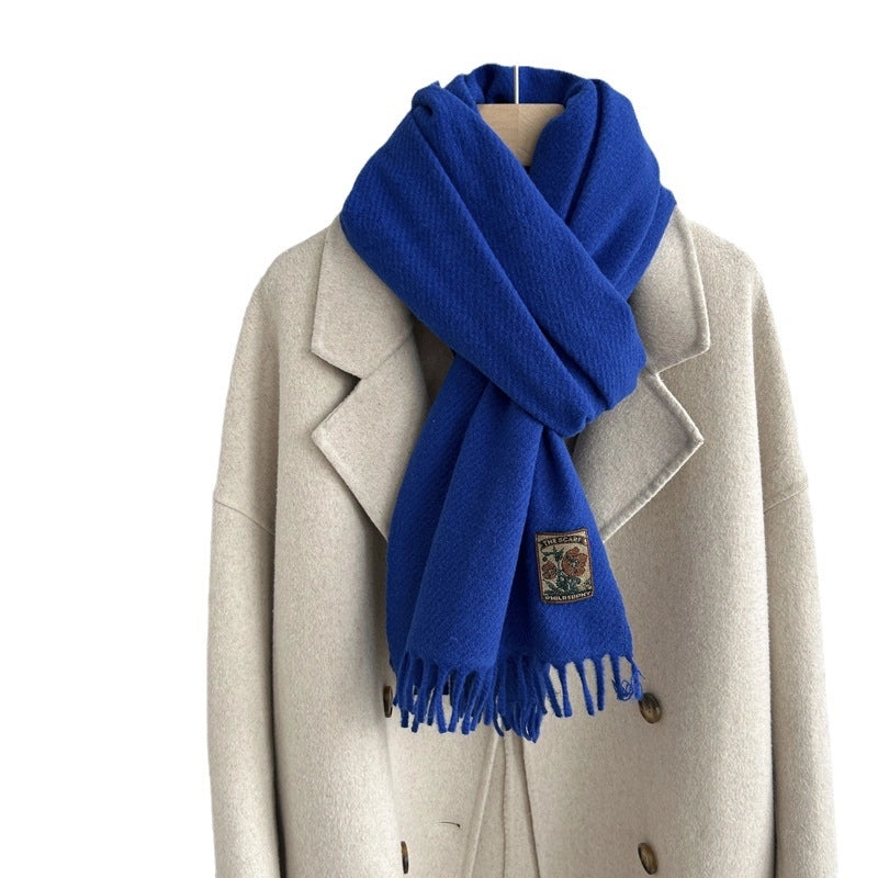 Women's Minimalist Solid Color Imitation Cashmere Tassel Scarf
