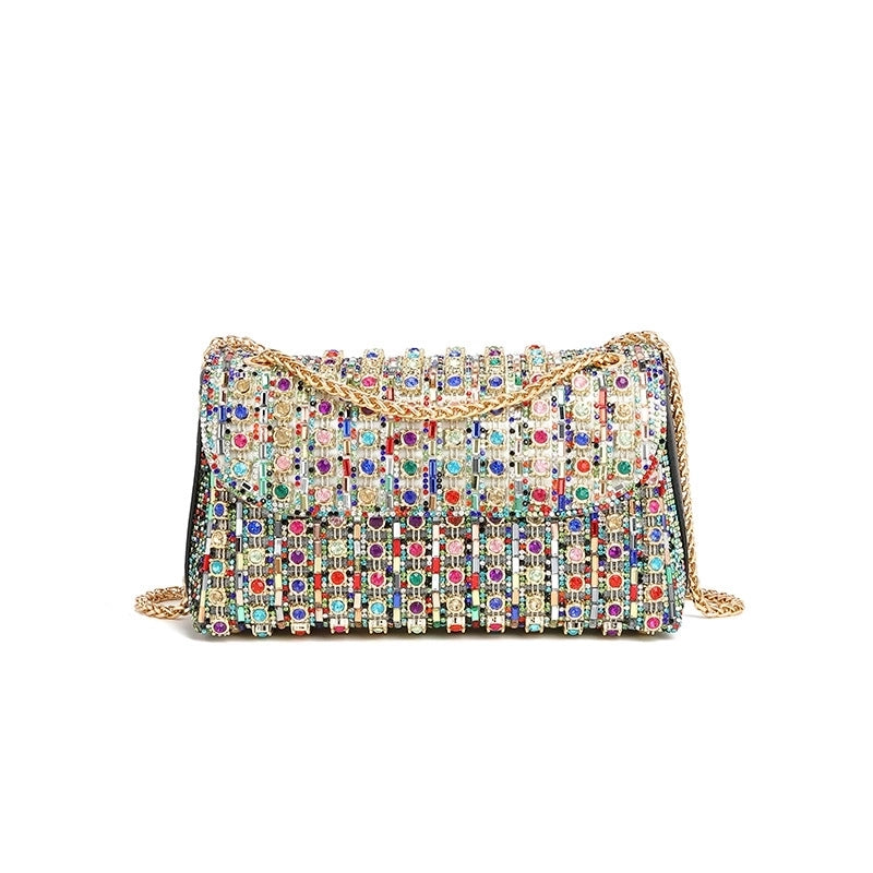Silver Colorful Pu Leather Solid Color Square Evening Bags