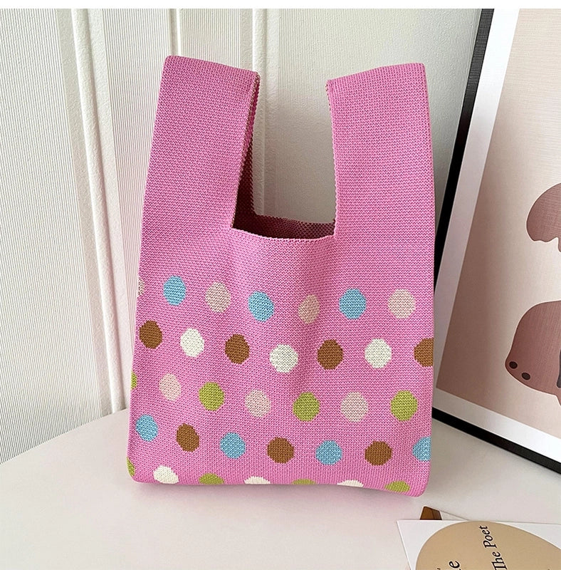 Women's Medium Polyester Polka Dots Vintage Style Square Open Handbag