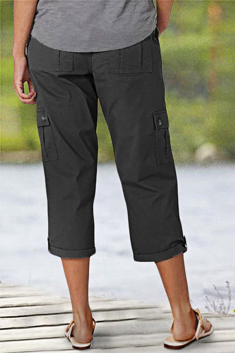 🔥 8 PACK-$24.96 TODAY ONLY🔥Roll Tab Hem Multi Pocket Capri Mid Waist Cargo Pants