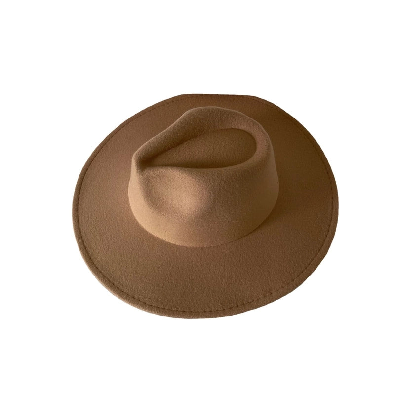French Style Flat Top Hat Women's Spring And Autumn Winter And Summer  Camel Color Flat Rim Knight Wide Brim Woolen Jazz Hat Men