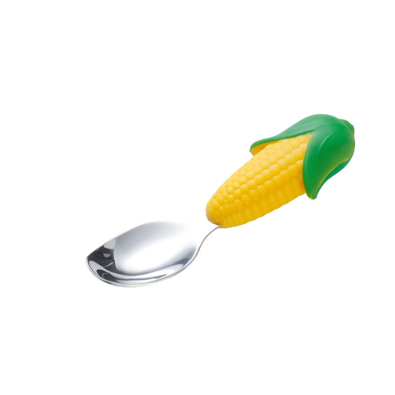 Cute Corn 304 Stainless Steel Silica Gel Spoon Fork 1 Piece
