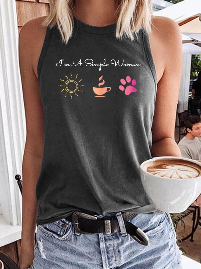 Women's I'm A Simple Woman Sunshine Coffee Paw Dog Tank Top