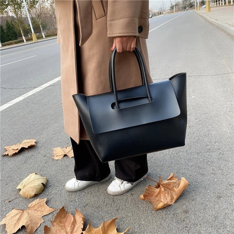 Women's Medium Pu Leather Solid Color Vintage Style Classic Style Square Flip Cover Tote Bag