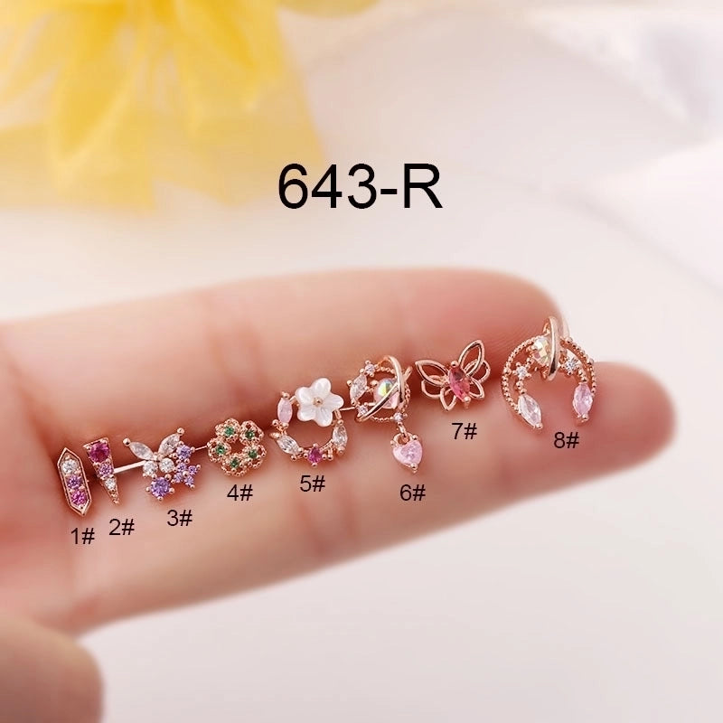 Ear Cartilage Rings & Studs Geometric 316L Stainless Steel  Copper Plating