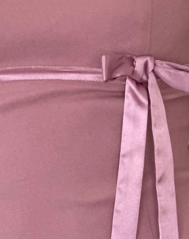 Novita Bow Detail Bandeau Top in Tailoring Dusky Pink