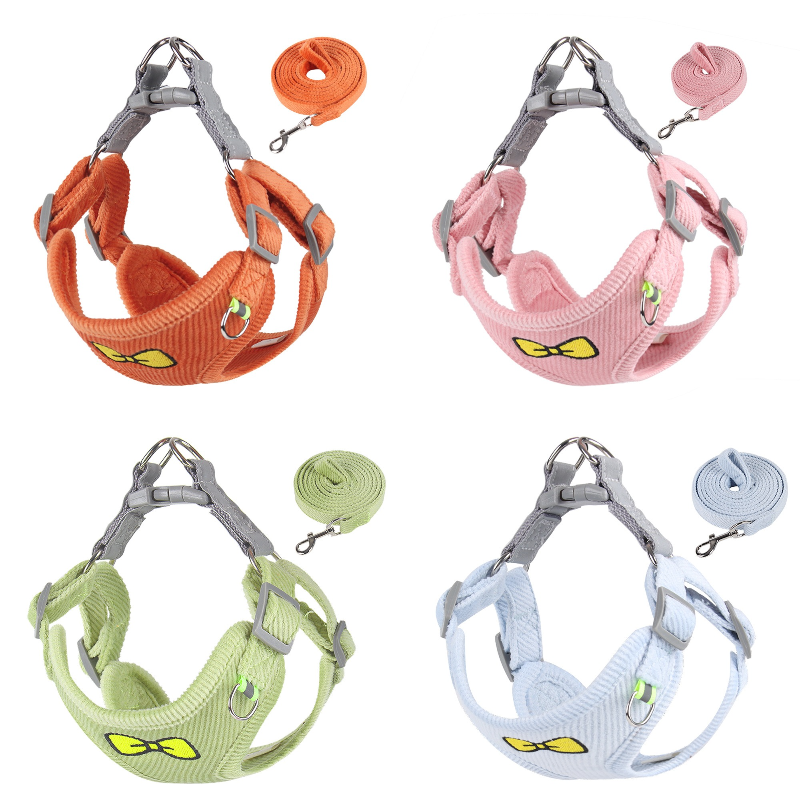 Bow Printed Soft Dog Harness&Leash