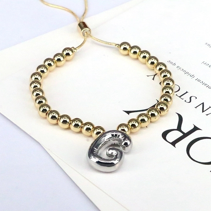 Copper Gold Plated Vintage Style Minimalist Plating Letter Bracelets