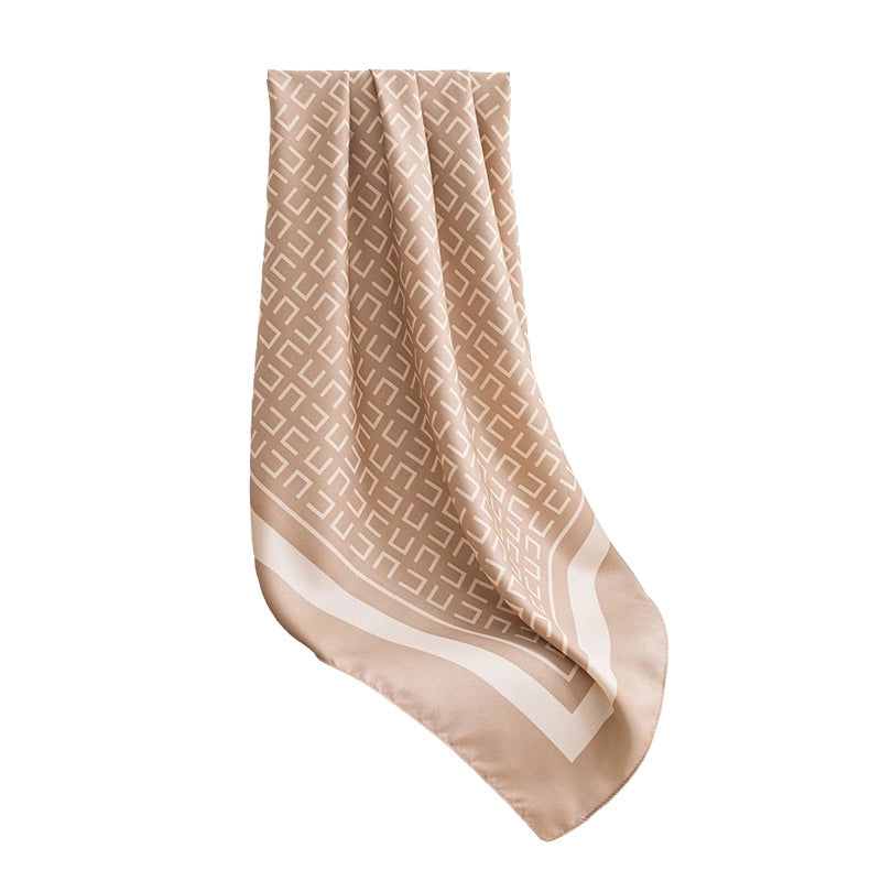 Women's Elegant Stripe Flower Satin Silk Scarf