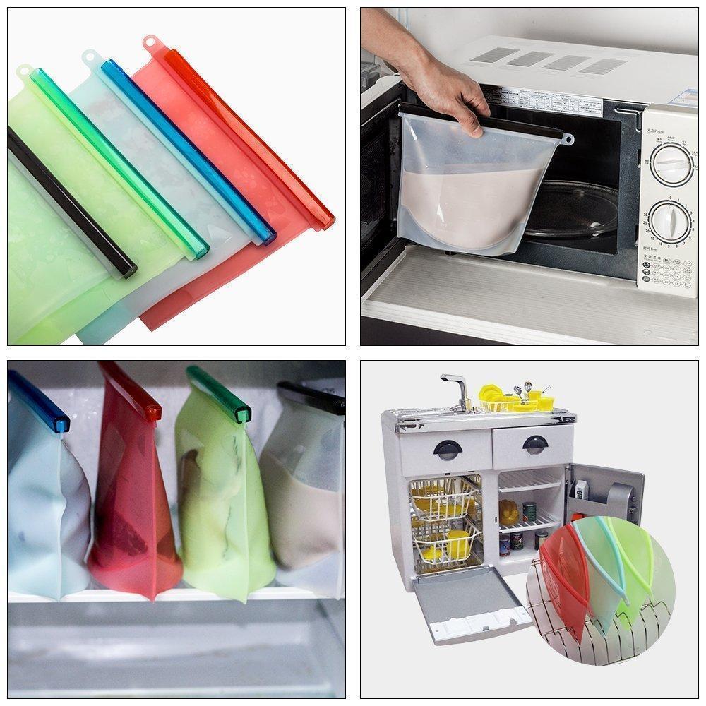 Silicone Food Storage Bags. 4 colors