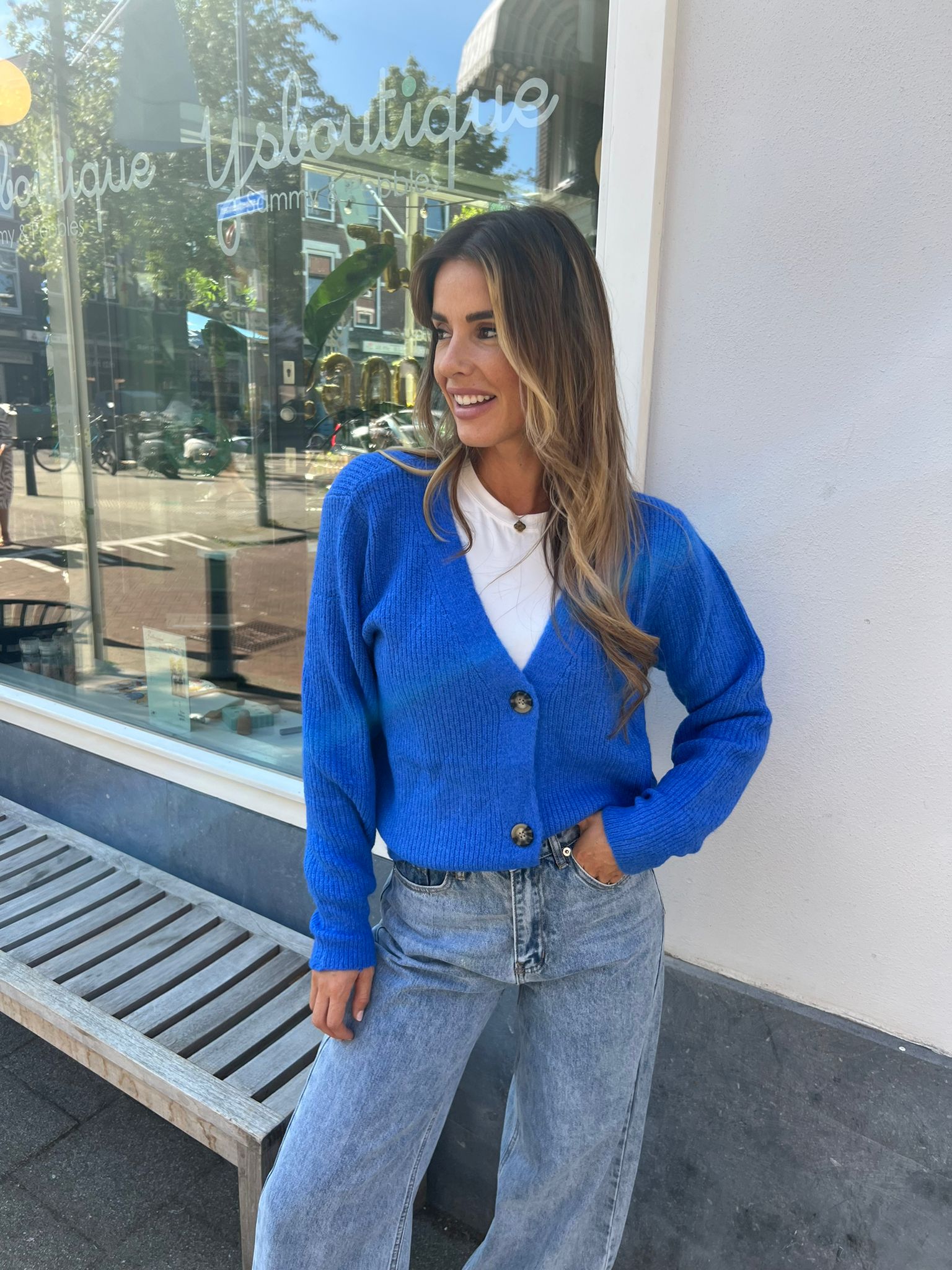 Basic Anna vest knoop Blue