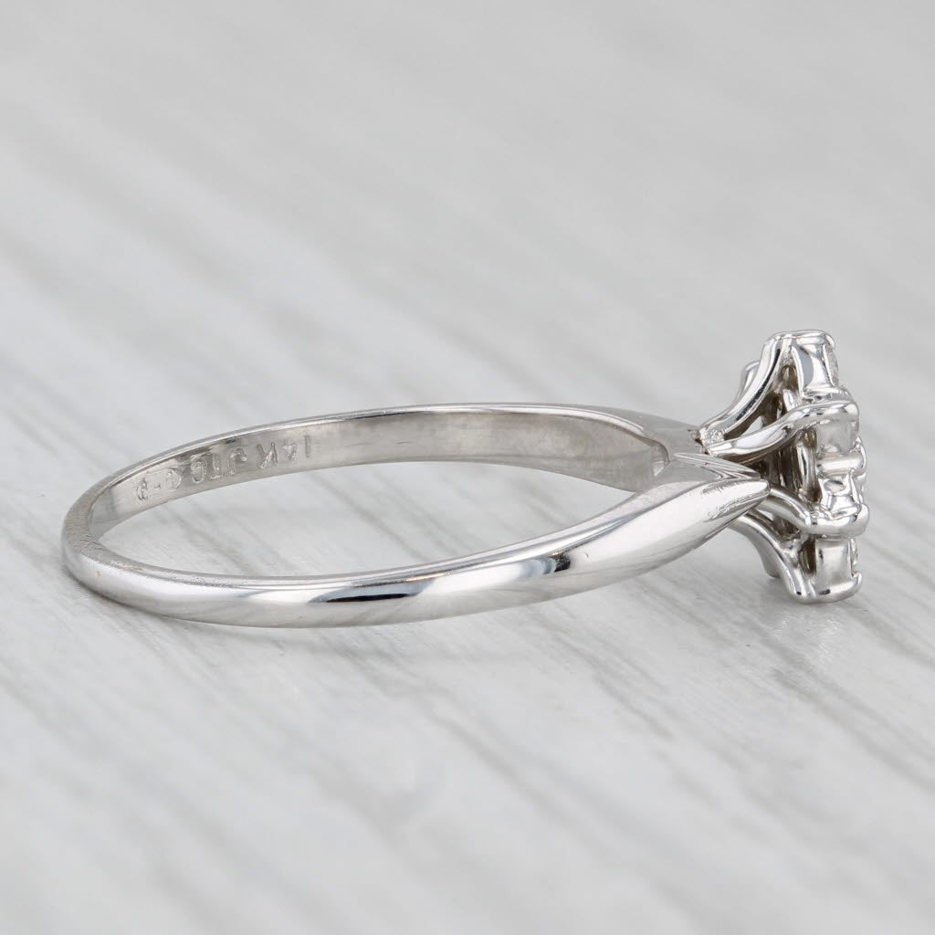 0.12ctw Diamond Cluster Flower Engagement Ring 14k White Gold Size 6.5