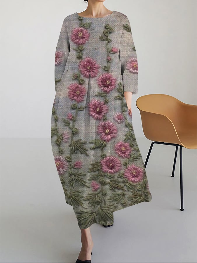 Women's Art Floral Design Casual Loose Dress