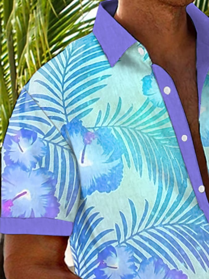 Men's Hawaiian Palm Tree Print Fashion Short Sleeve Shirt