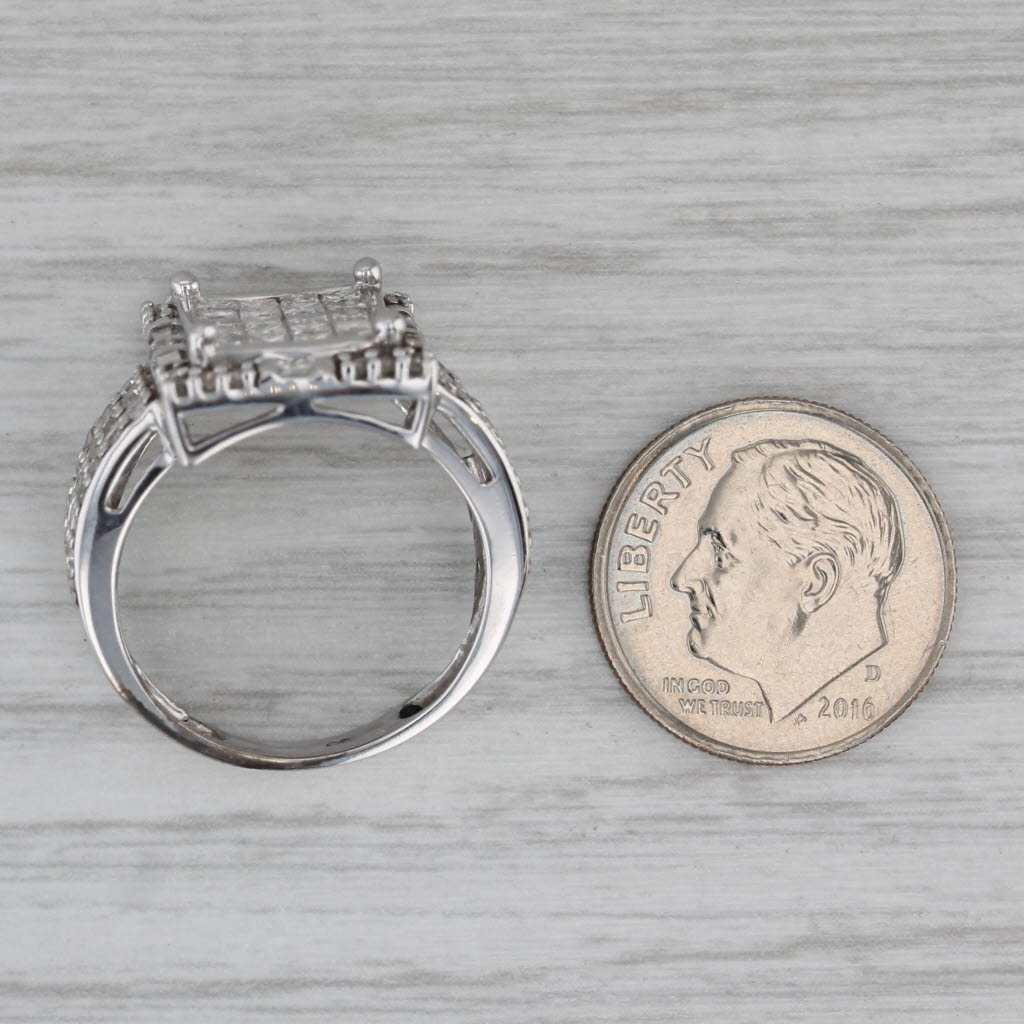 1.48ctw Pave Diamond Halo Ring 10k White Gold Size 7.25