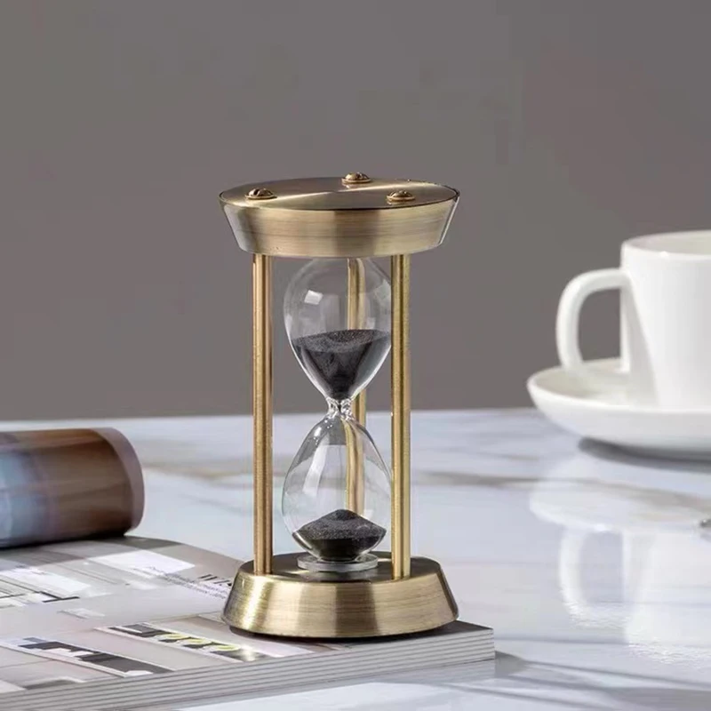 EUROPEAN RETRO EMPTY HOURGLASS SAND TIMER METAL SAND GLASS HOME OFFICE DECOR