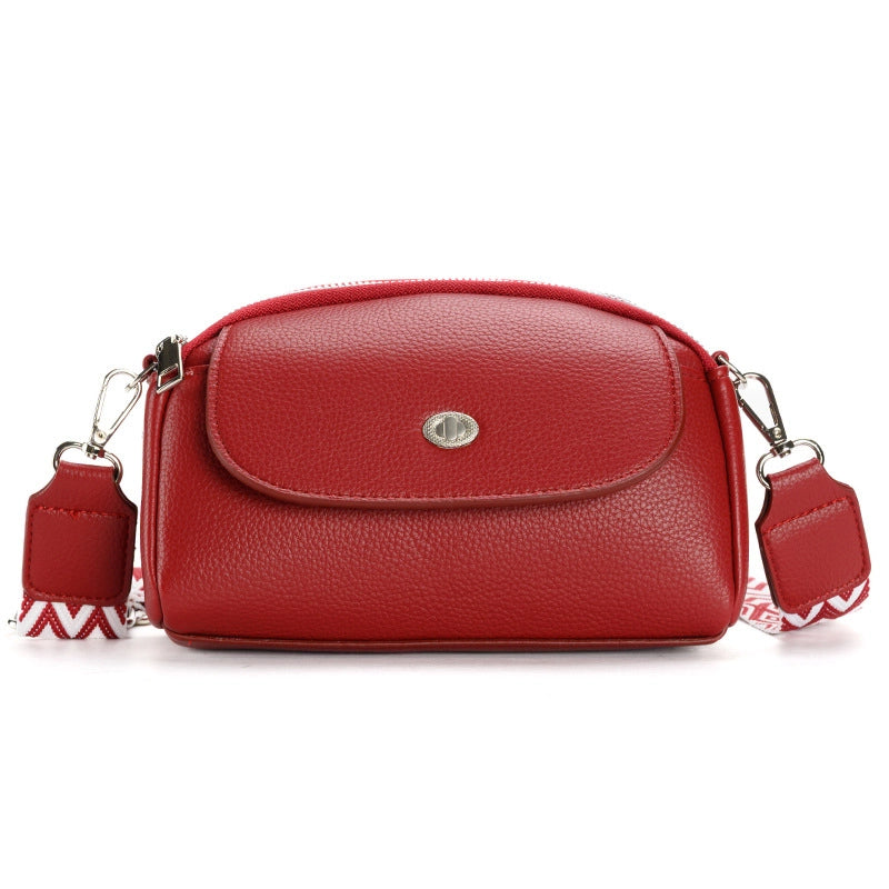 Women's Medium Pu Leather Solid Color Basic Classic Style Square Flip Cover Crossbody Bag