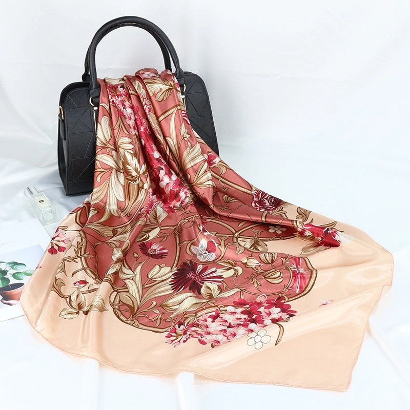 Women's Vintage Style Streetwear Color Block Satin Kerchief
