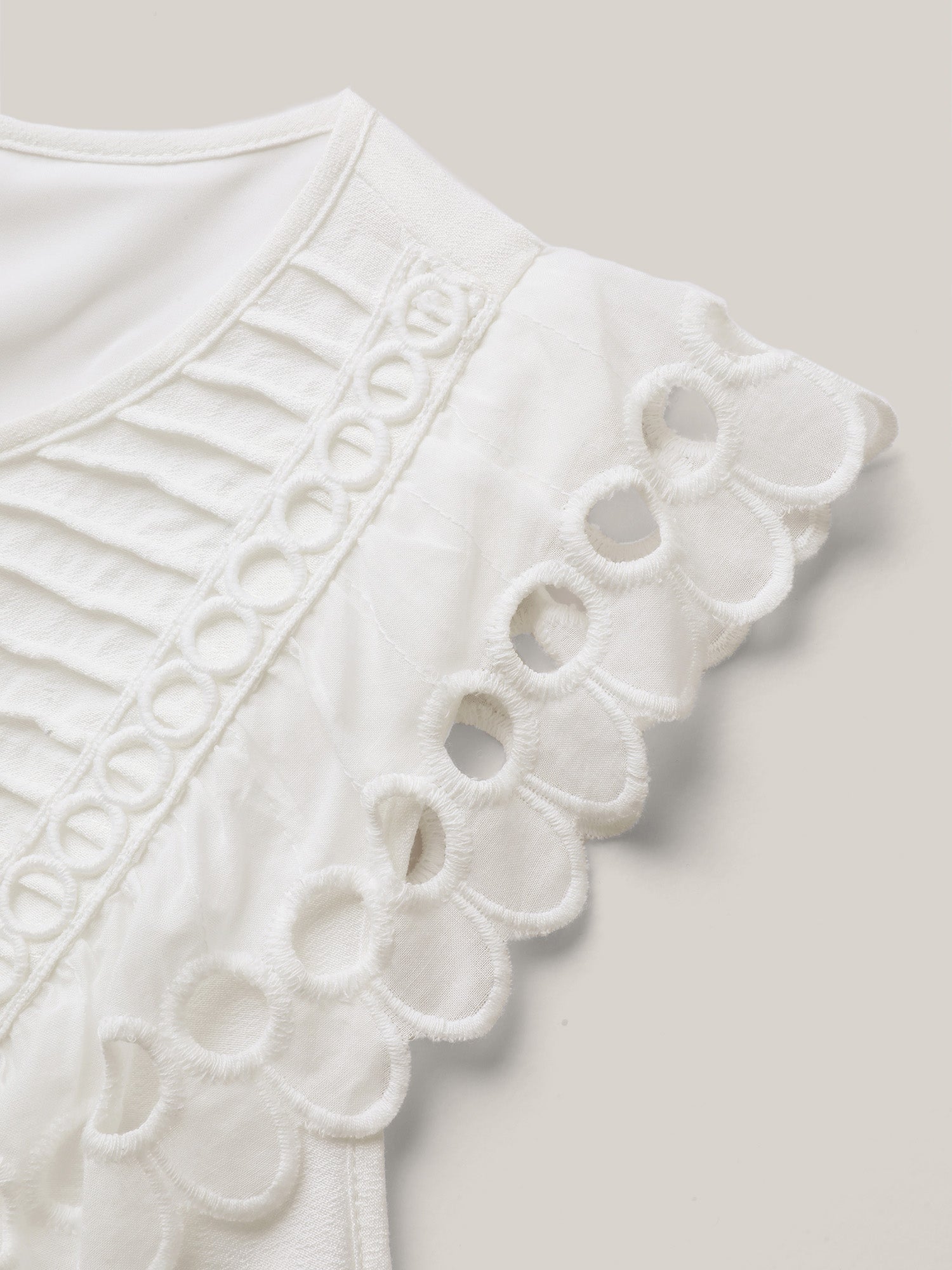 Lace Embroidered Sleeve Plain Midi Dress