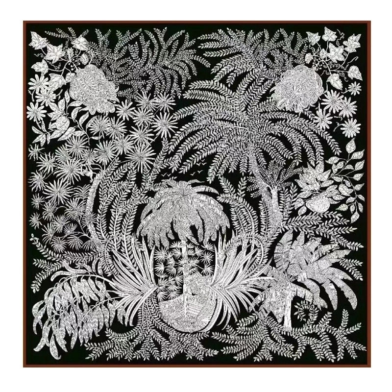 Women's Elegant Geometric Silk Printing Silk Scarf