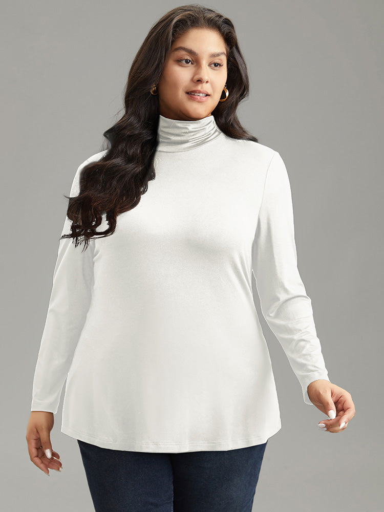 Supersoft Essentials Solid Funnel Neck Knit T-shirt