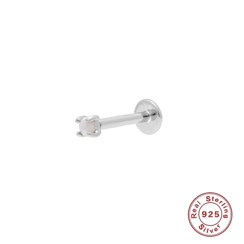 Fashion Solid Color Sterling Silver Inlay Pearl Zircon Ear Studs 1 Piece