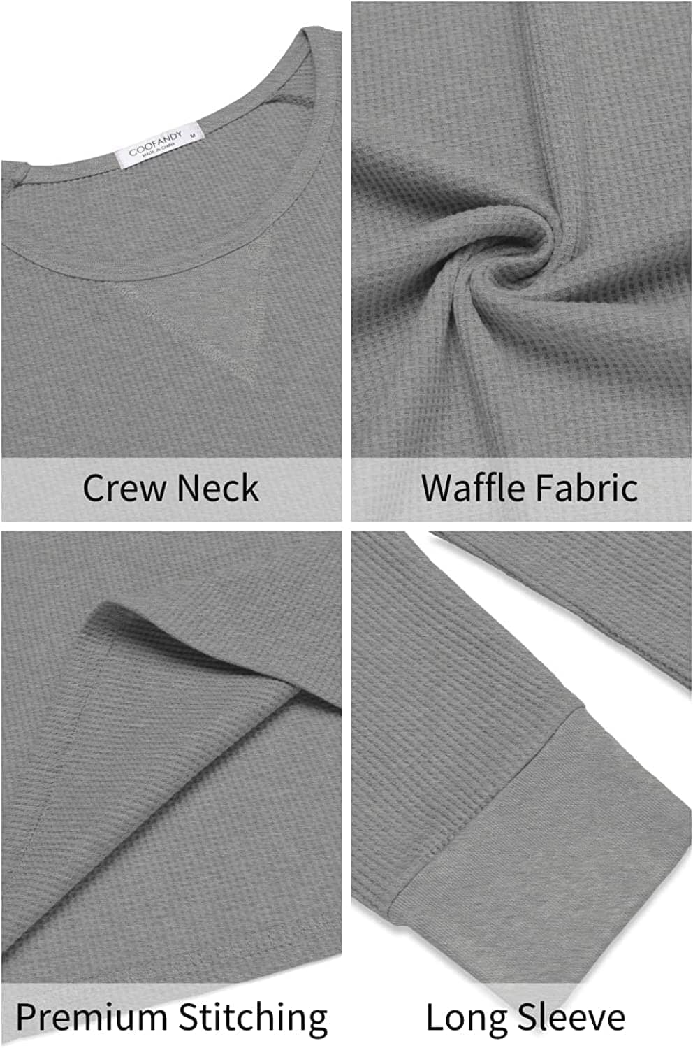 2 Pack Waffle Long Sleeve Cotton T-Shirt (US Only)