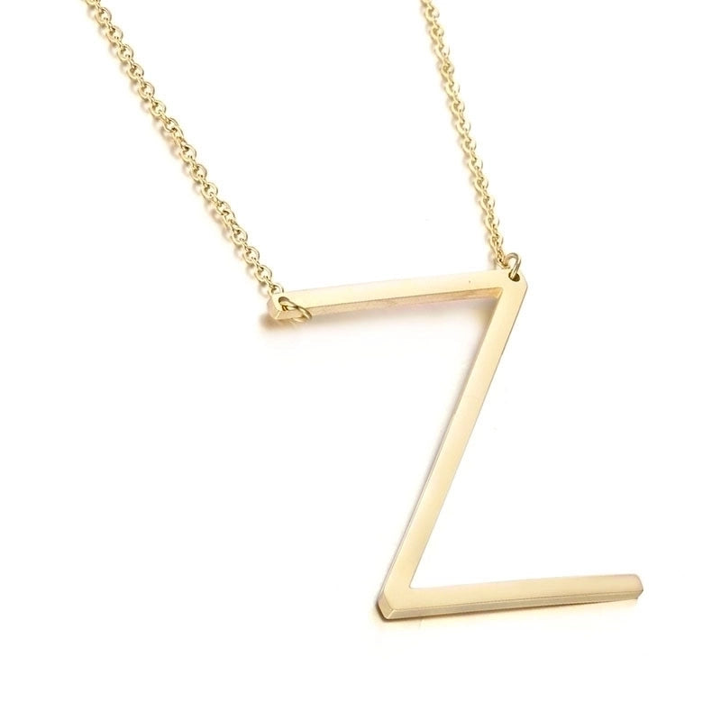 Titanium Steel 18K Gold Plated Minimalist Plating Letter Necklace