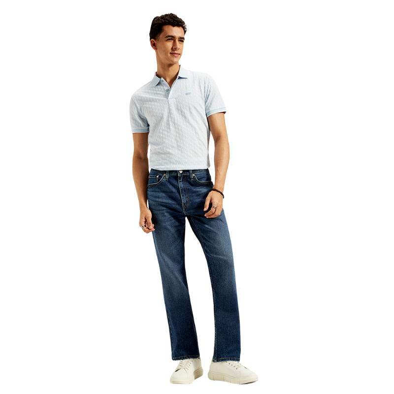 Men Blue Straight Fit Mid Rise Jeans