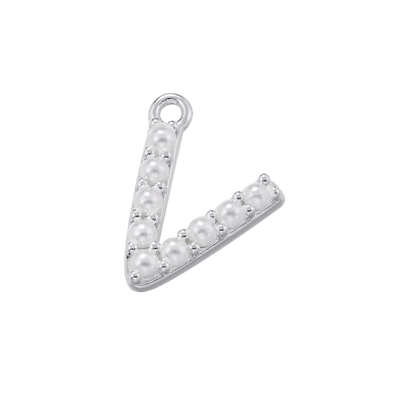 Casual Elegant Minimalist Letter Copper Plating Inlay Artificial Pearls 18k Gold Plated Charms