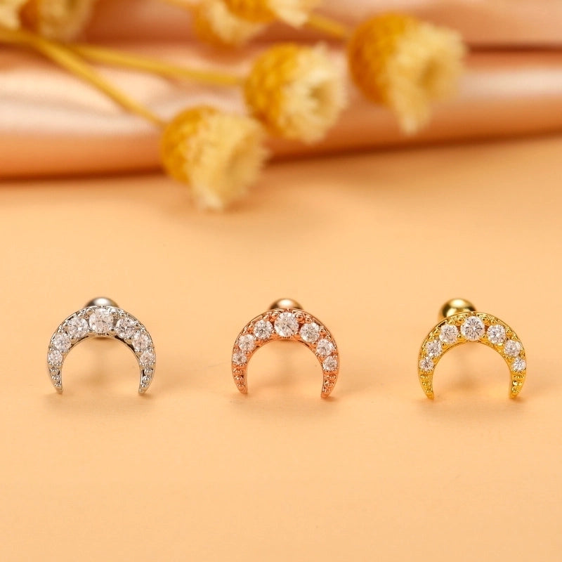 Minimalist Cross Flower Stainless Steel Copper Plating Inlay Zircon Ear Studs 1 Piece