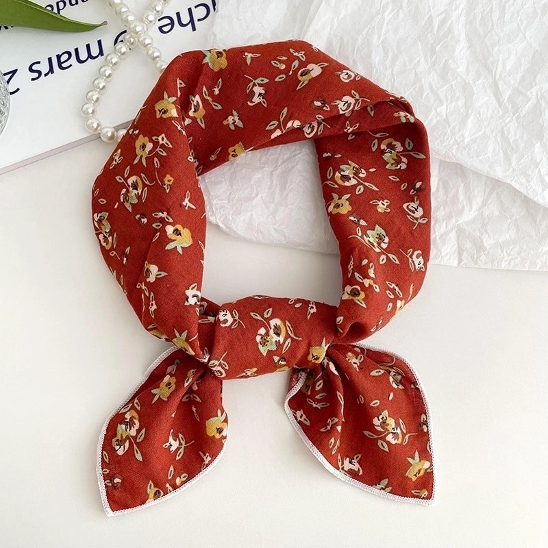 Women's Sweet Minimalist Color Block Cotton And Linen Printing Scarf