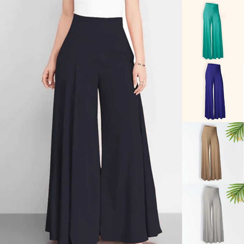 Solid Color High Waist Wide Leg Pants