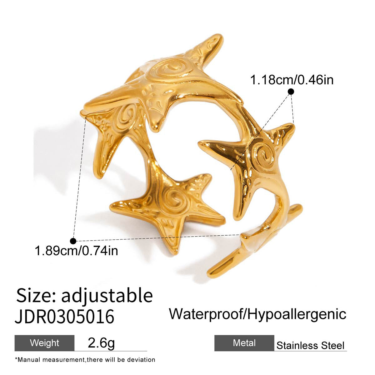 Jie Ding Ocean Ring Titanium Steel Open Bracelet Women'S Niche Stainless Steel