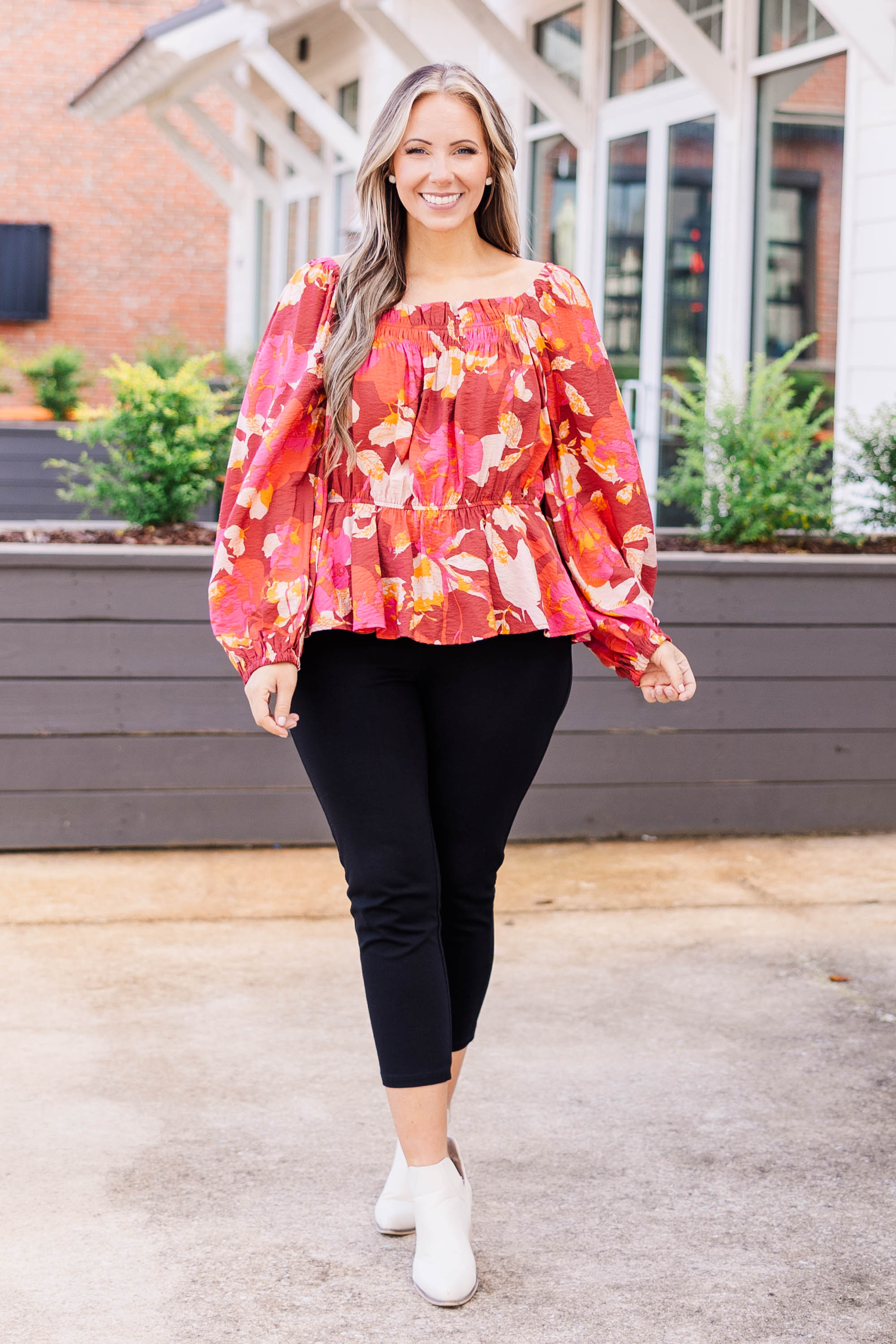 Petal Perfection Blouse. Brick