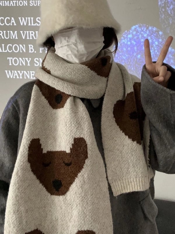 Women's Vintage Style Dog Wool Blend Scarf