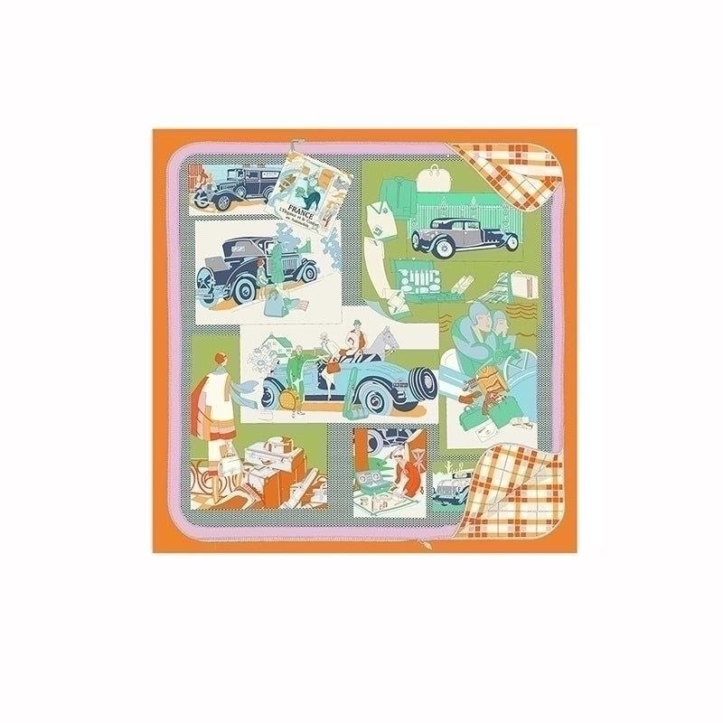 Women's Sweet Color Block Satin Printing Silk Scarf