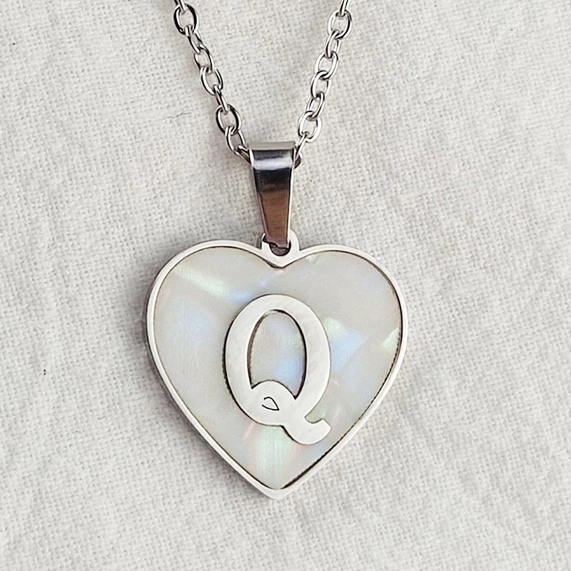 Cute Sweet Letter Titanium Steel Plating Inlay Shell Pendant Necklace