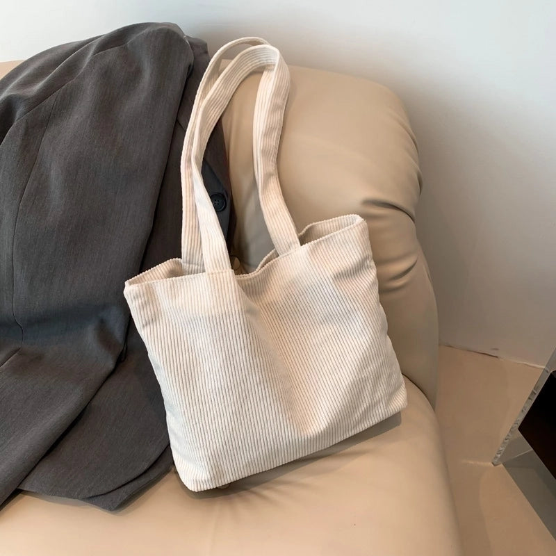 Women's Corduroy Solid Color Streetwear Square Zipper Shoulder Bag
