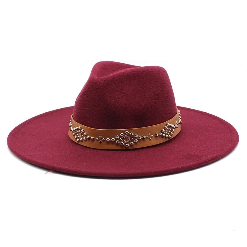 Autumn And Winter Wool Big Brim Jazz Hat Men's And Women's Fashion Casual 9.5cm Big Edge Jazz Hat Felt Hat