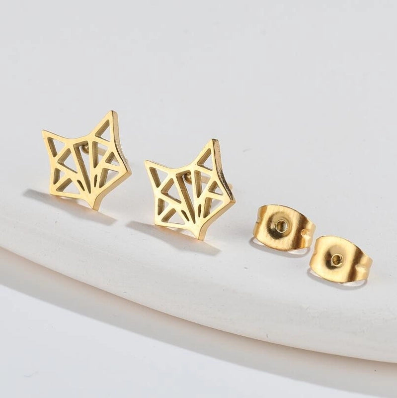 1 Pair Minimalist Animal Plating 304 Stainless Steel 18K Gold Plated Ear Studs