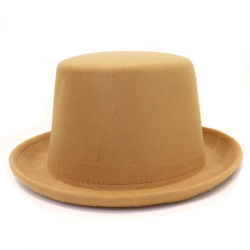 Autumn And Winter New Gentleman Hat Men's Black Felt Top Hat Stage Performance Catwalk Show Magician High Top Woolen Hat