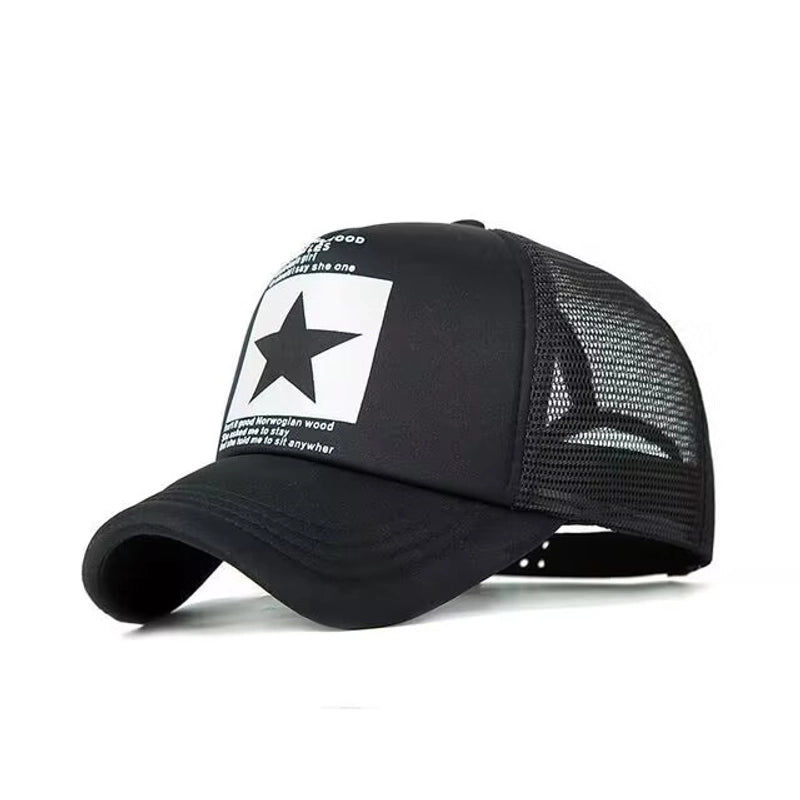 Unisex Basic Minimalist Letter Star Curved Eaves Baseball Cap