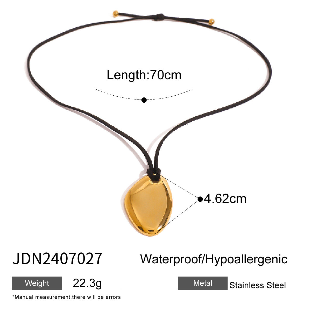 Jie Ding Black Rope Titanium Steel Necklace Niche Design Clavicle Chain Hot Style Stainless Steel