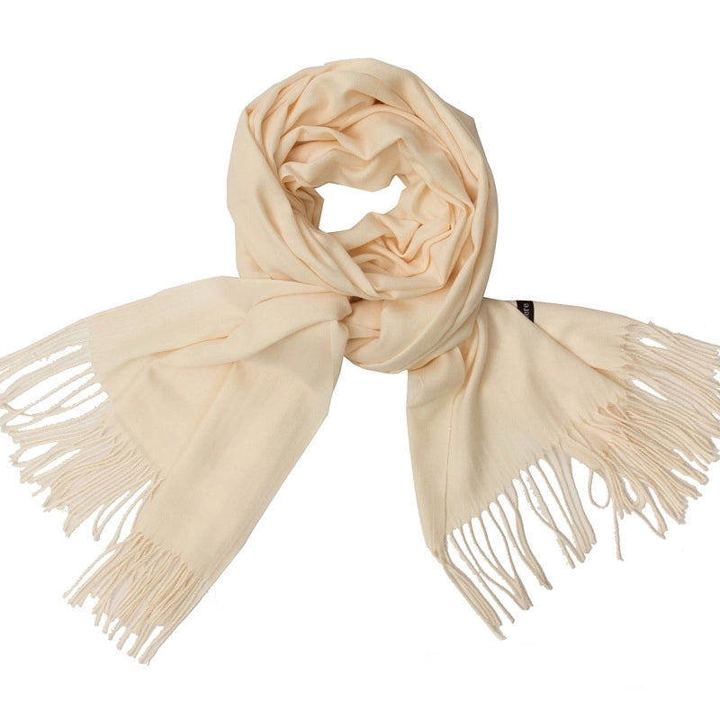 Women's Minimalist Tassel Solid Color Imitation Cashmere Scarf